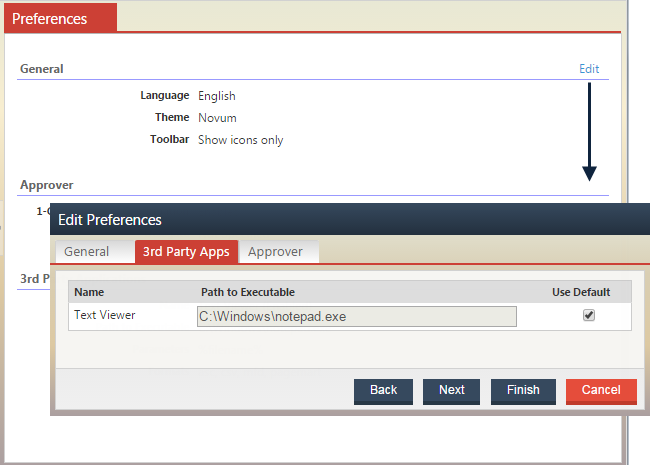 Screenshot showing how to access user preference to override the default Path to Executable